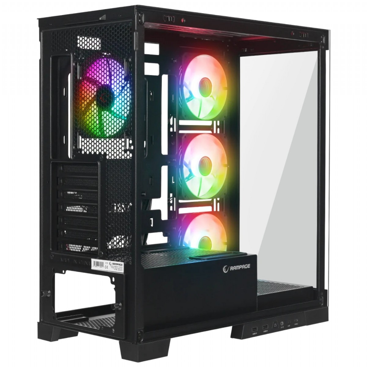 Kasa | RAMPAGE HYDRA V2 BLACK TYPE-C USB3.0 TEMPERLİ CAMLI USB2.0 4*ARGB INFINITY FAN HUB E-ATX EXCLUSIVE OYUNCU KASASI | 153.01.05.58.44 |  | 