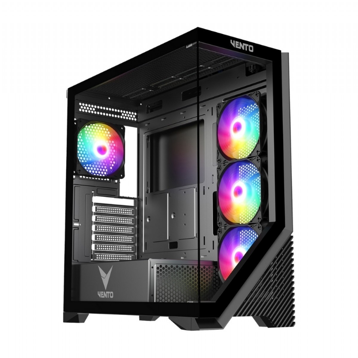 Kasa | VENTO VG4202FL FSP 750W GEN5 4x120MM RAINBOW RGB FAN USB 3.0 TEMPERLİ CAM SİYAH OYUNCU KASASI | 153.01.05.59.27 |  | 