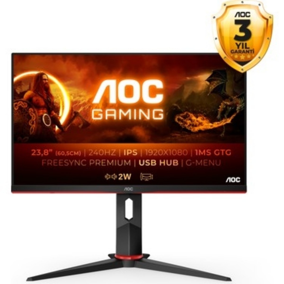 Monitör | AOC 23.8” 24G2ZU/BK-OUT (OUTLET) 0.5Ms 240Hz HDMI DP OYUNCU MONİTÖRÜ | 153.03.01.04.232 |  | 